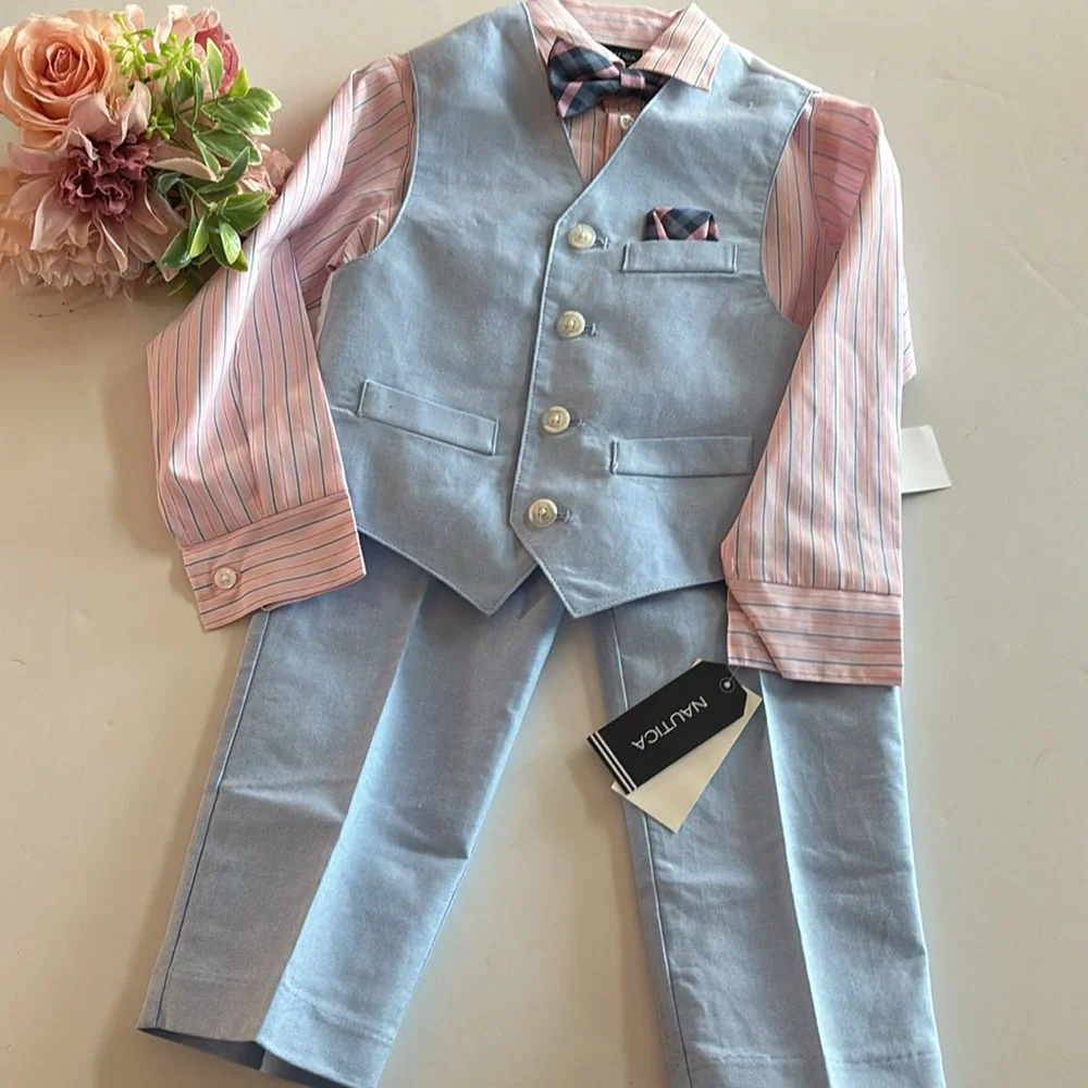 Boys Easter Suit Size 4 Matching Vest and pants Ring Bearer Suit Blue NWT